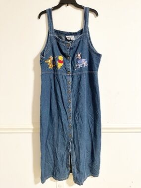white christmas dresses Vintage 90's Winnie the Pooh Denim Dress – CobbleStore Vintage